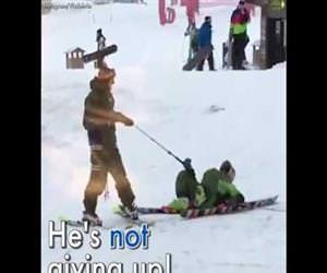 drunk skiing Funny Video
