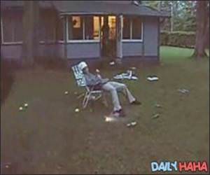 Fireworks tied to foot