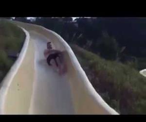 guy falls off waterslide Funny Video