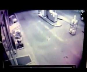 guy runs right into gas station door Funny Video