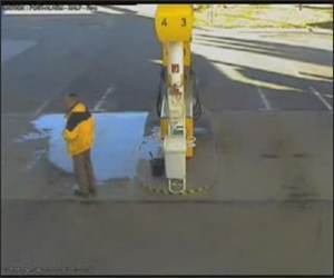 Guy sets fire at Gas Station