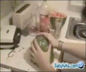 Guys headbutting fruits