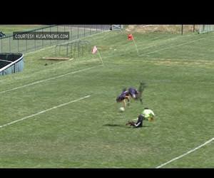 high school soccer player flips to score