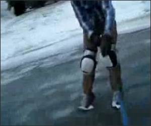 Knee Ice Sliding Funny Video