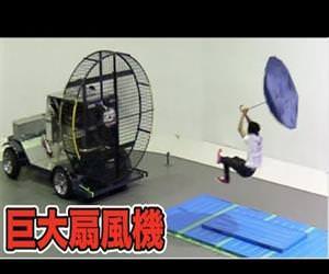 man vs high powered fan Funny Video