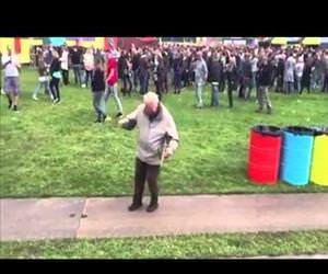 old man dancing at music festival Funny Video