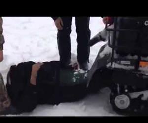 russian sucked into a snowmobile Funny Video