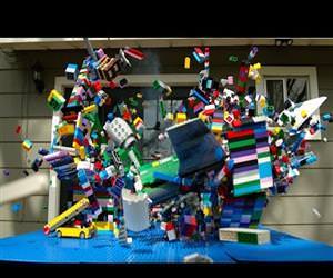 slow motion lego plane crash Funny Video