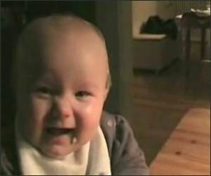 Slow motion laughing baby