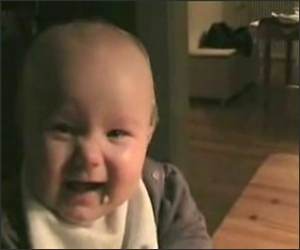 Slow motion laughing baby