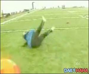 Star Jones hit with a football