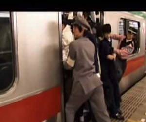 subway in japan during rush hour Funny Video