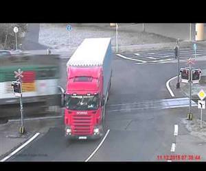 truck vs train guess who wins Funny Video