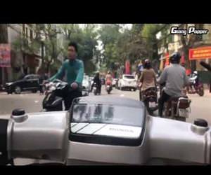 weaving through the city on a scooter Funny Video